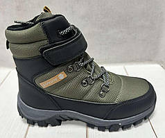 Зимові дитячі черевики Jong Golf на овчині водовідштовхуючі хакі 36 23.5 см