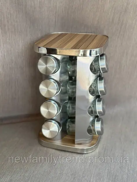 Набір для спецій на підставці 12 ємностей із неіржавкої сталі Edenberg EB-18005 Набір банок для спецій, фото 1