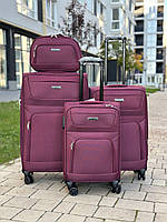 Валіза Wings 6018 тканинна на 4 колесах, середня (M) бордова