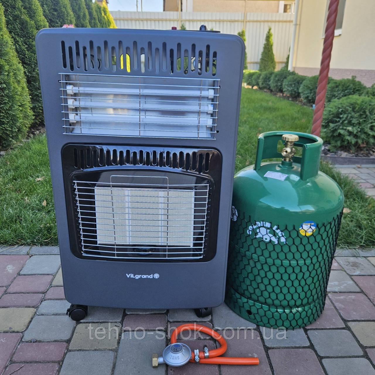 Комплект газовий інфрачервоний обігрівач 2в1 VILGRAND VGH422E + балон Rudyy 25л, редуктор, шланг