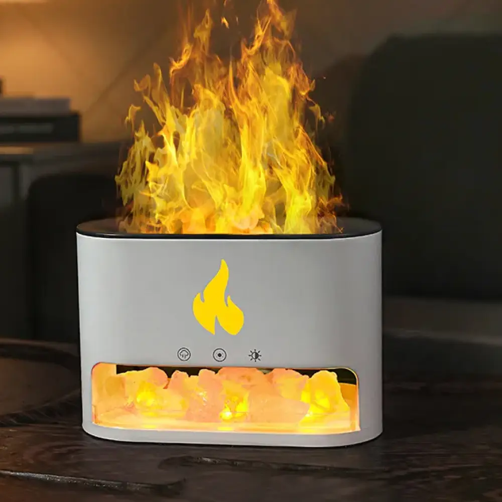 Соляна лампа з ультразвуковим зволожувачем повітря та нічником, Біла, фото 1