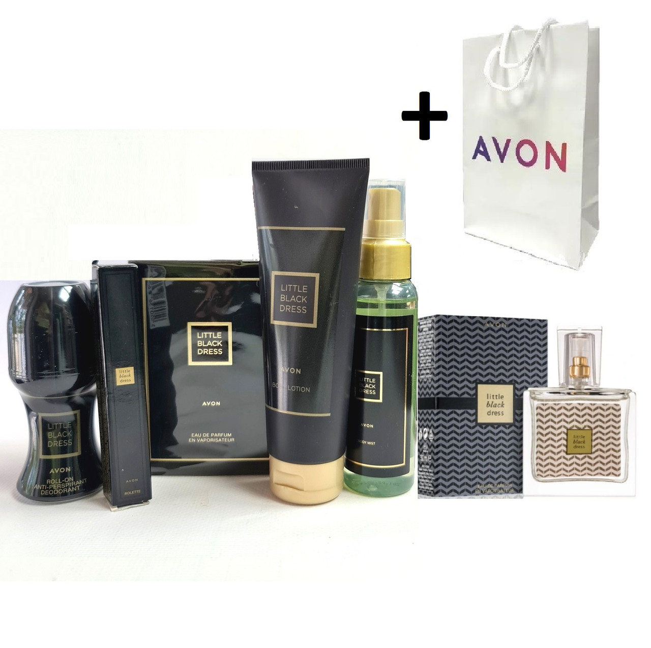Великий подарунковий набір Avon Little Black Dress з 6 в 1 для жінок з пакетом - Ейвон Чорне плаття