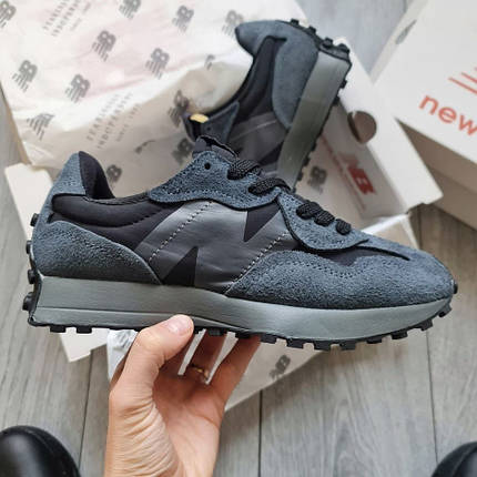 Чоловічі Кросівки New Balance 327 Black Grey / Нью Беланс 327 Чорні з Сірим, фото 1