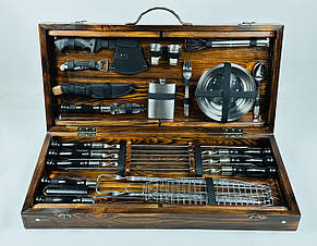 Подарунковий набір для пікніка GRILL MASTER LUX, ручної роботи (кейс-стіл)