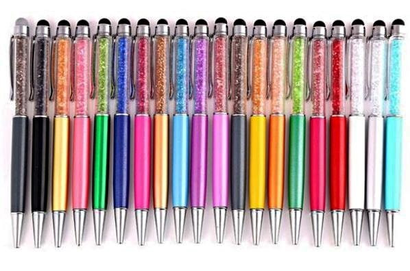 Ручка кулькова, корпус металевий зі стразами, колір корпусу ас., синя 1913, фото 1