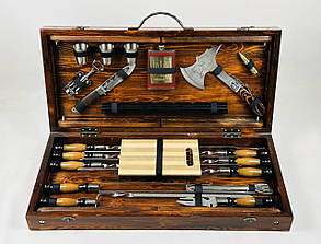 Подарунковий набір для пікніка ВОВК МАХ, ручної роботи (кейс-стіл)