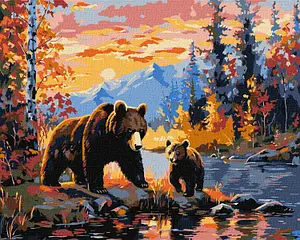 Набір для розпису по номерах. "Ведмежа сім'я" 40х50см, фото 1