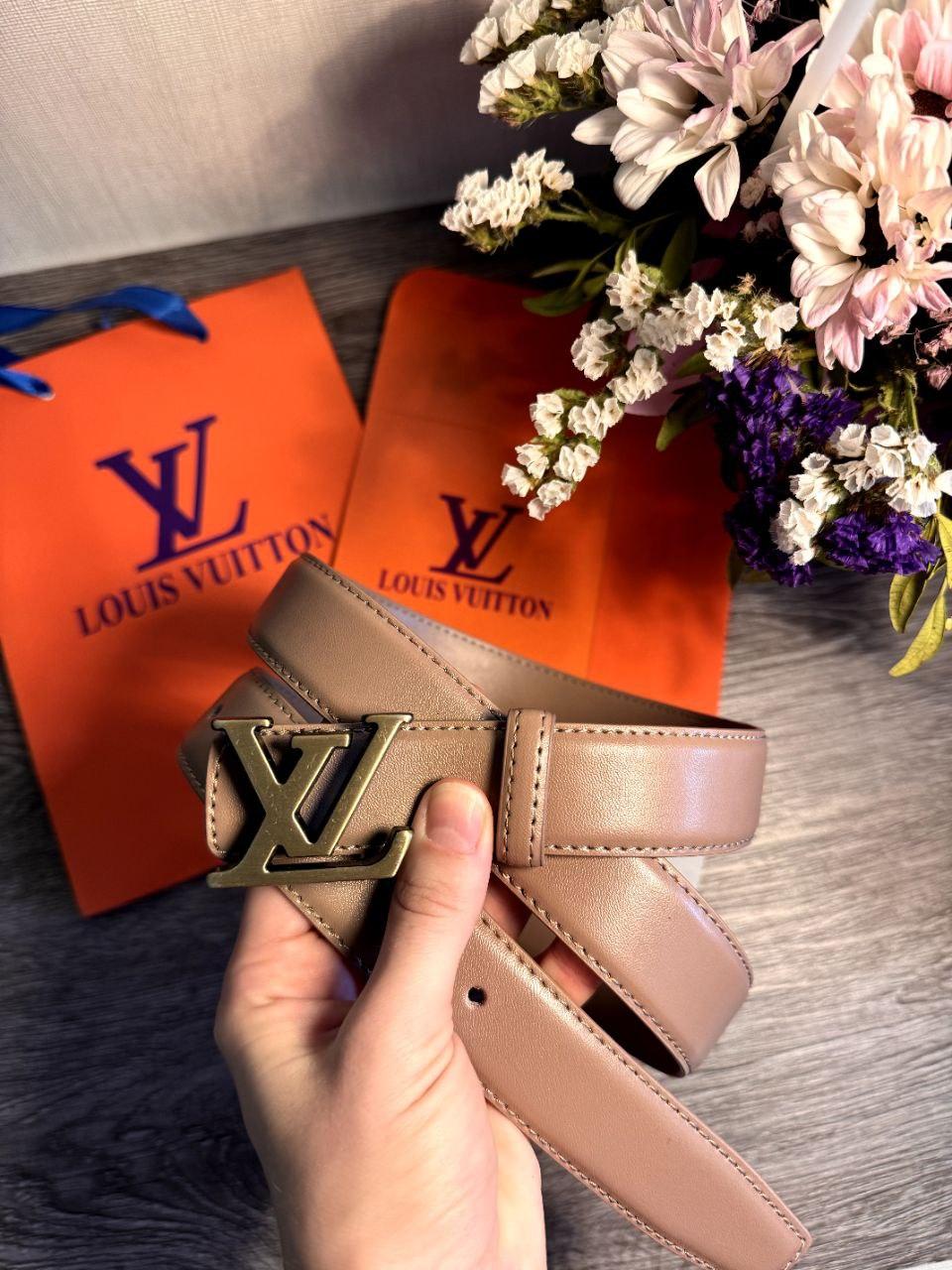 Ремінь шкіряний Louis Vuitton луї вітон, beige 3см