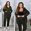 Теплий жіночий спортивний костюм великого розміру зимовий батал на флісі з капюшоном, фото 2