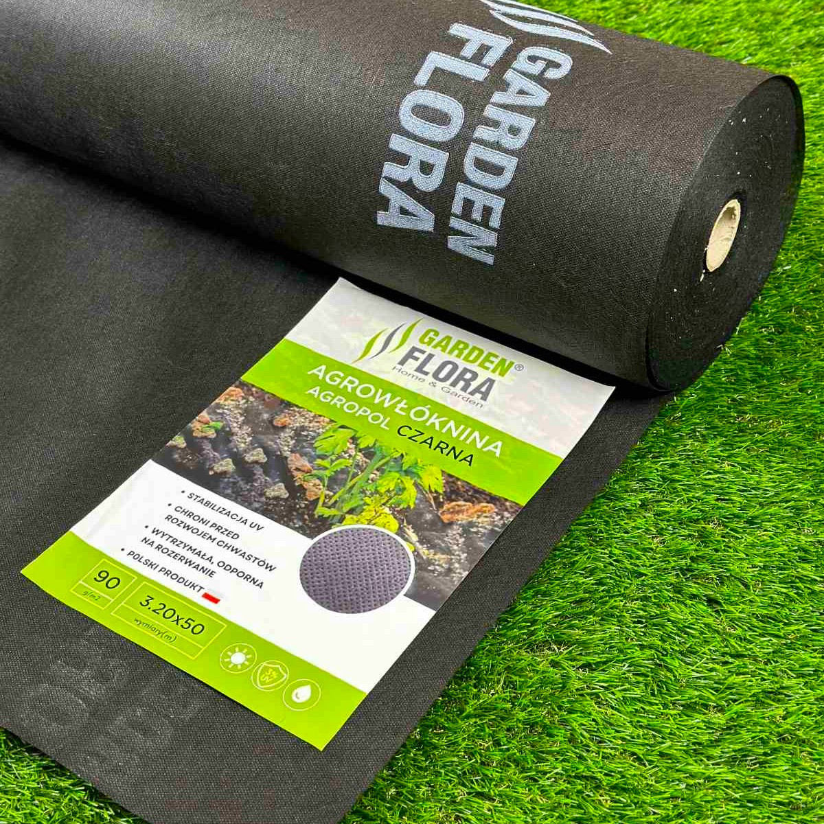 Агроволокно Чорне Garden Flora 90 г/м2 3.20м 50м Польща Гроволокно проти бур'янів