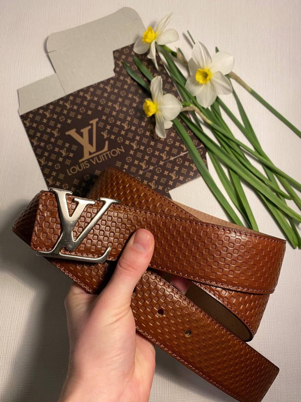 Ремінь шкіряний Louis Vuitton луї вітон, Brown