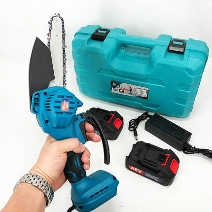 Якісна міні-пилка ланцюгова 6"(15 см) Domotec 24V, Електропила для гілок, Пила IV-351 обрізна акумуляторна, фото 1