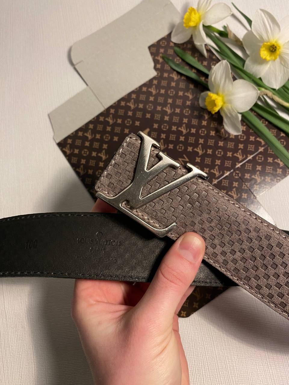 Ремінь шкіряний Louis Vuitton луї вітон, Titanium