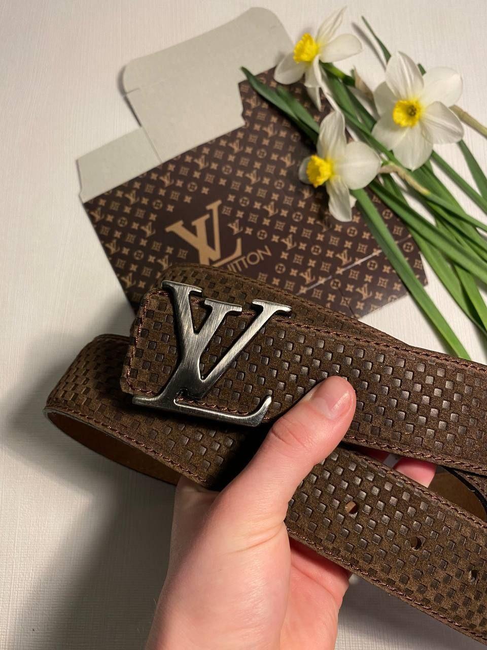Ремінь шкіряний Louis Vuitton луї вітон, soft Brown