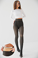 Жіночі колготки капронові зимові утеплені флісом з ефектом голих ніжок Without black