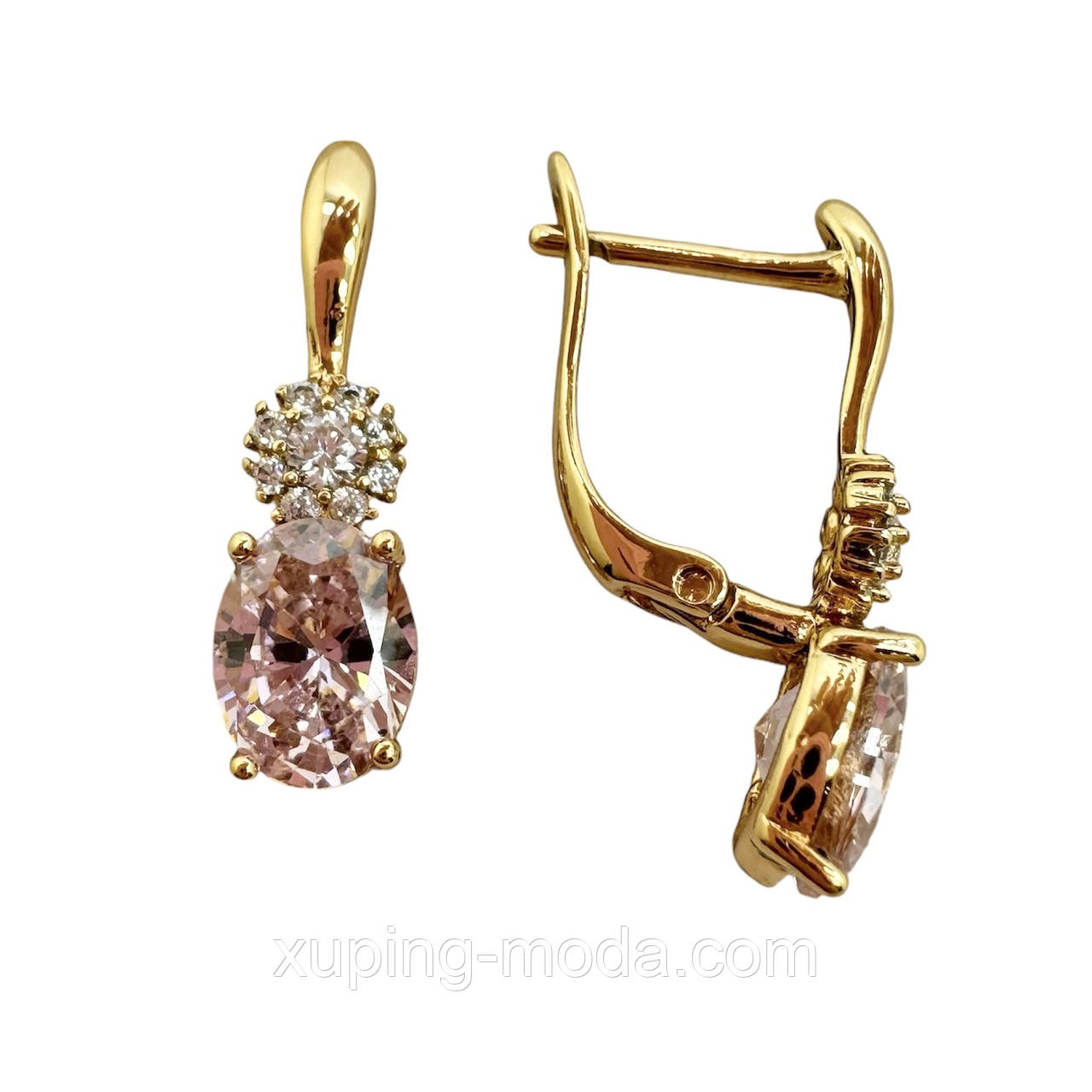 Сережки ксюпінг. 21х5 мм. 18 к, фото 1