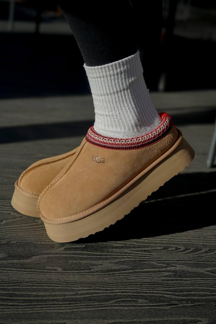 Зимові Жіночі Черевики UGG Tasman Platform Chestnut | каштанові на платформі з вишивкою, розміри 36–41, фото 1