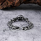 Масивний чоловічий браслет з медичної сталі череп 15.5мм 22см, фото 3