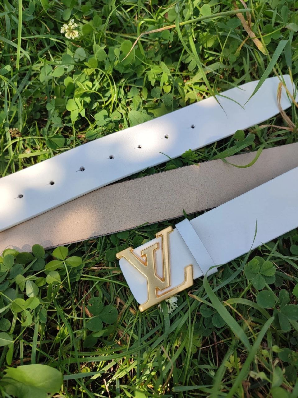 Ремінь шкіряний Louis Vuitton луї вітон, Stylish White 4 cm