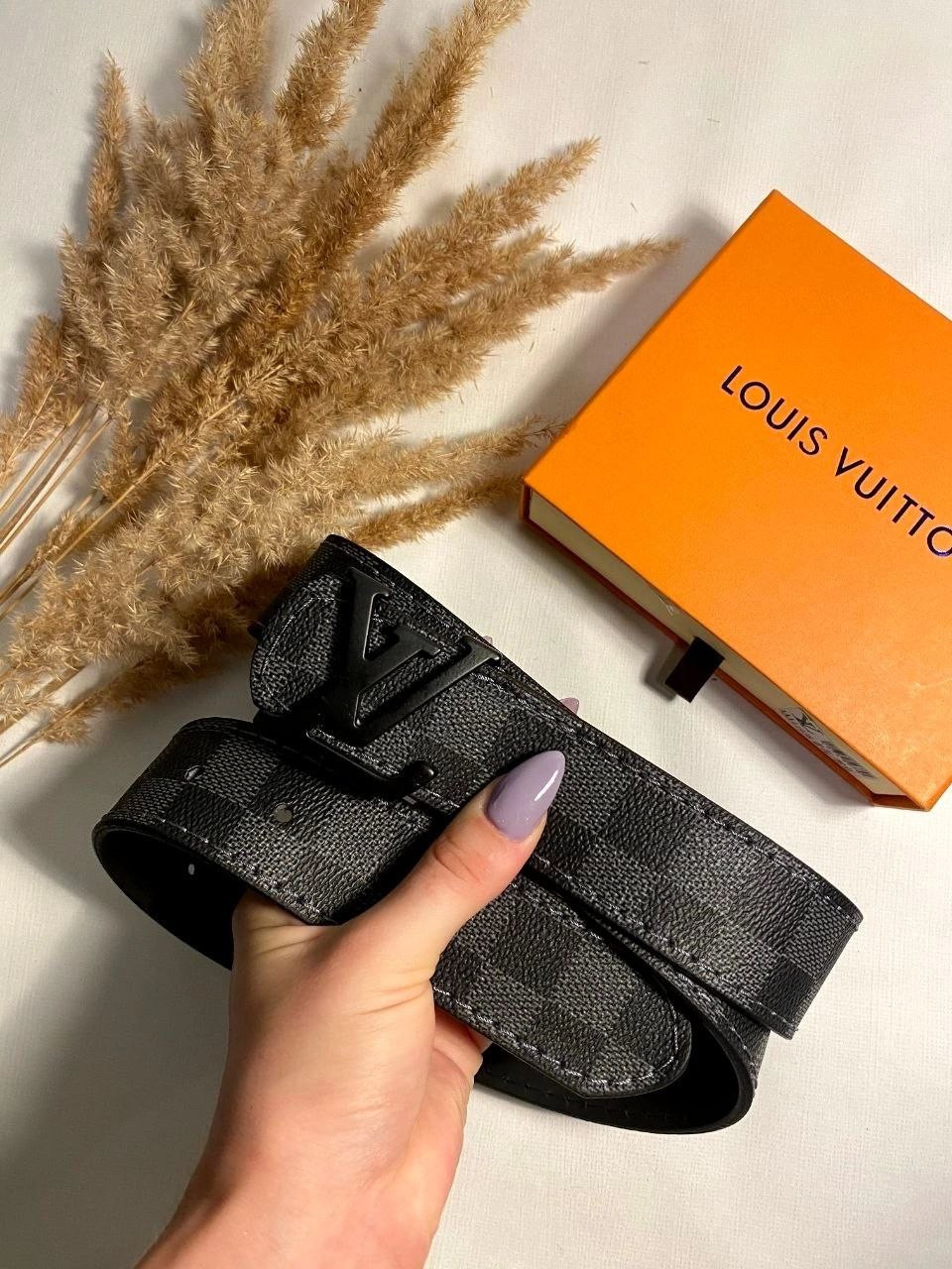 Ремінь шкіряний Louis Vuitton луї вітон, Stylish Black 4 cm