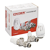 Комплект для подключения радиаторов осевой с термоголовкой KR SET-13 1/2" (Чехия) Осевые краны для радиатора