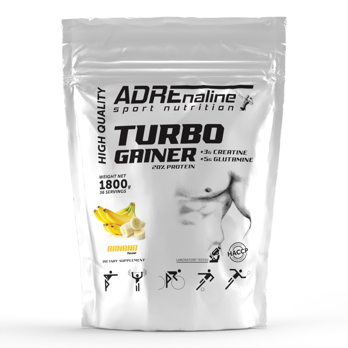 Гейнер Adrenaline Sport Nutrition Turbo Gainer 1800 грам Банан