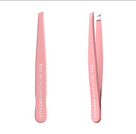 Staleks Beauty&Care 11 Type 3 - рожевий пінцет для брів (скошений) з нержавіючої сталі - для домашнього догляду