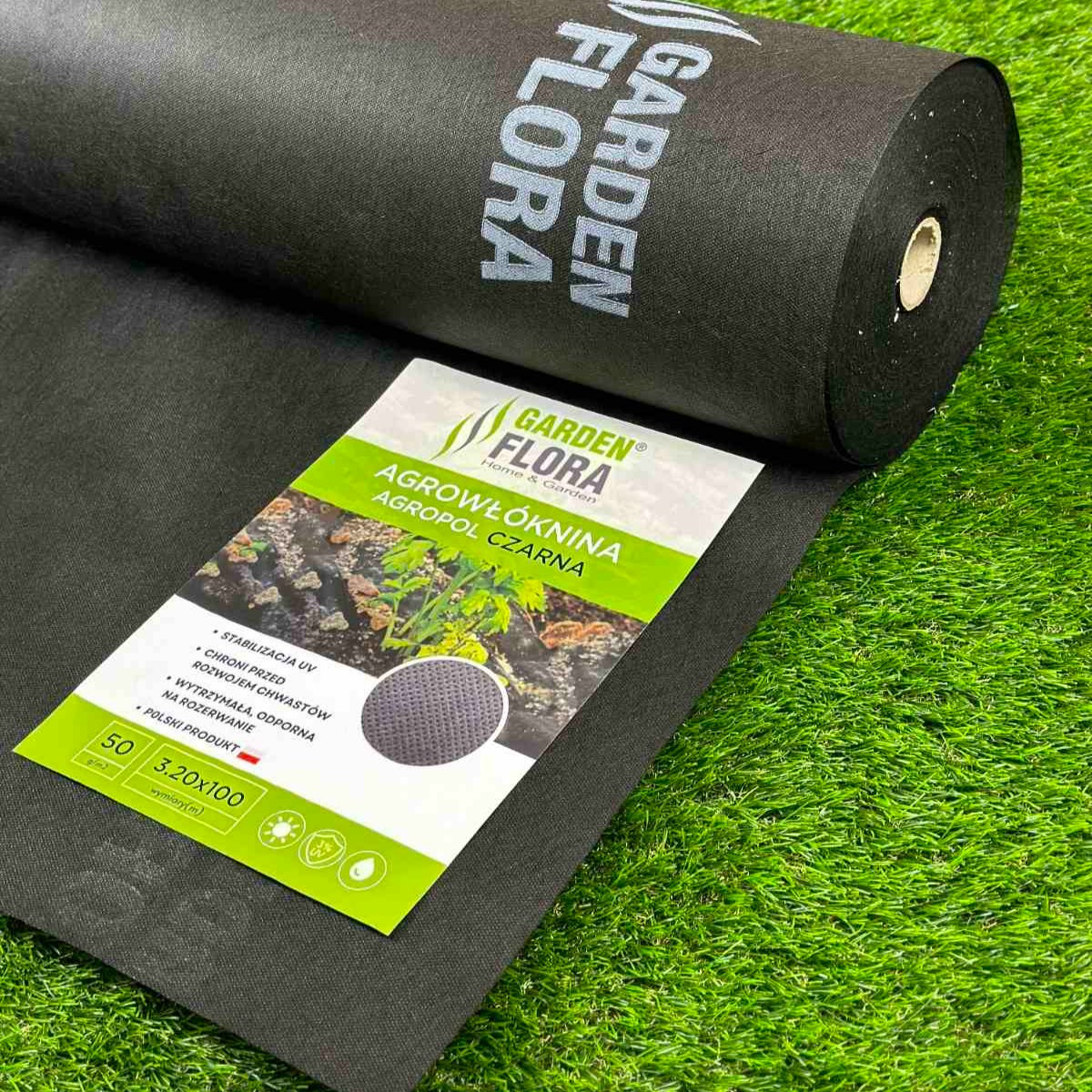 Агроволокно Чорне Garden Flora 50 г/м2 3.20м 100м. Польща агроволокно для мульчування агротканина для городу