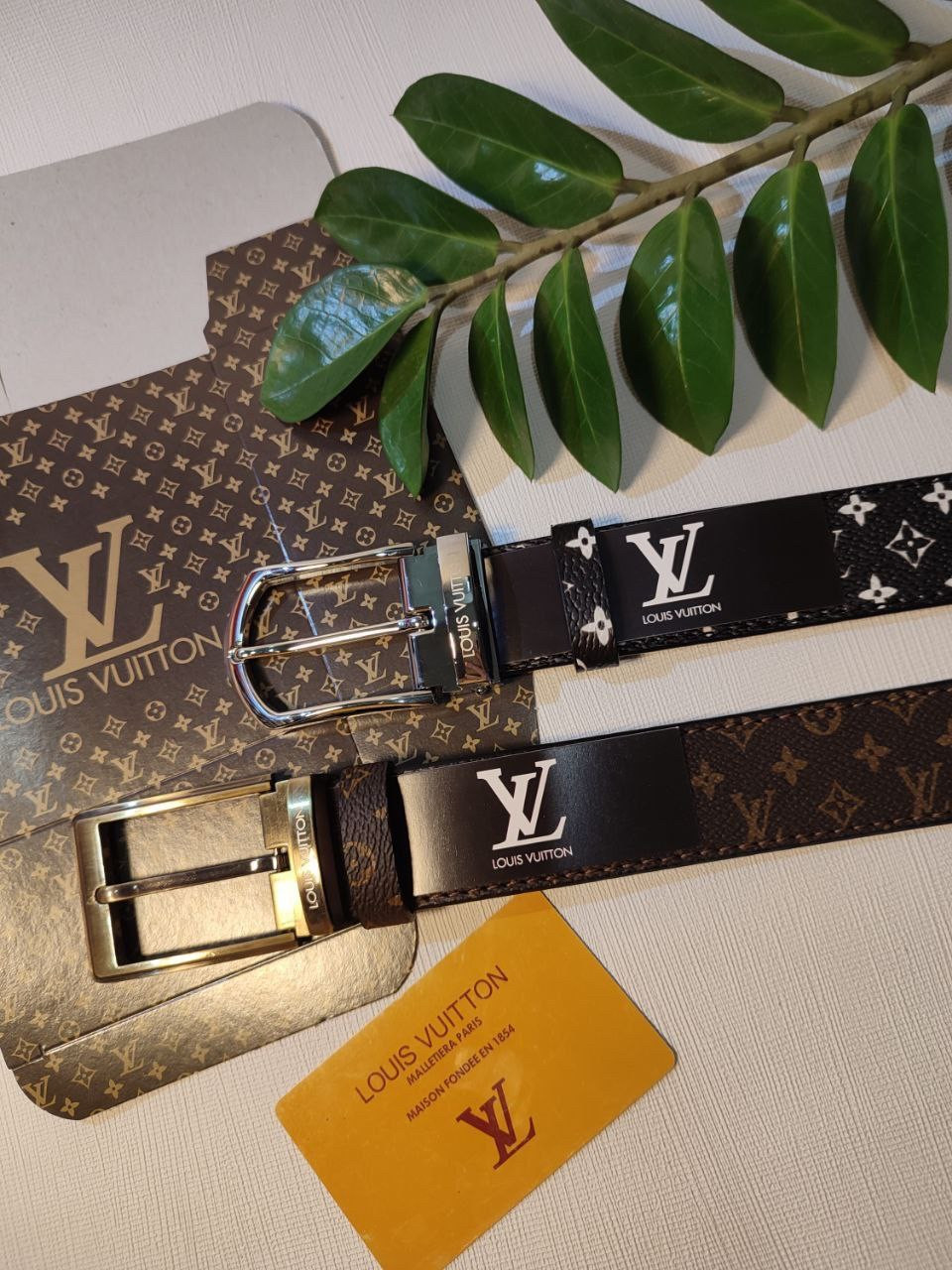 Ремінь шкіряний Louis Vuitton луї вітон, Classic Brown 3.5 cm