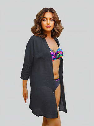 Сорочка пляжна із кишенями Sisianna 1910 чорна на 44-48 розмір, фото 2