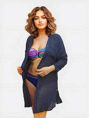 Сорочка пляжна із кишенями Sisianna 1910 чорна на 44-48 розмір, фото 1