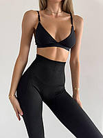 Жіночі лосини в рубчик, спортивні жіночі лосини, чорні лосіни для жінок