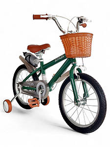 Дитячий двоколісний велосипед Xmua 16" з пляшкою і кошиком, додаткові колеса, 3 кольори