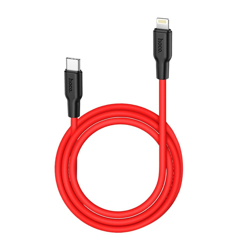 Шнур для айфону Hoco X21 Silicone PD 20W Type-C to Lightning Чорно-Червоний, apple кабель type c