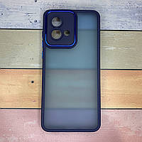 Чохол Motorola Moto G84 / Гумовий бампер, напівпрозорий, матовий / Синій хром