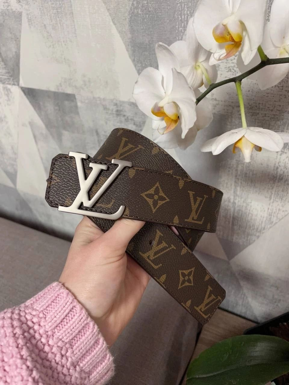 Ремінь пояс шкіряній Louis Vuitton Brown Луї Віттон