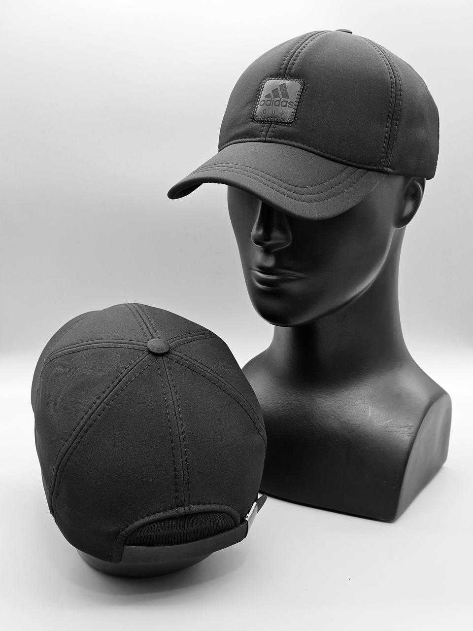 Кепка зимова з вухами Adidas чорна плащівка