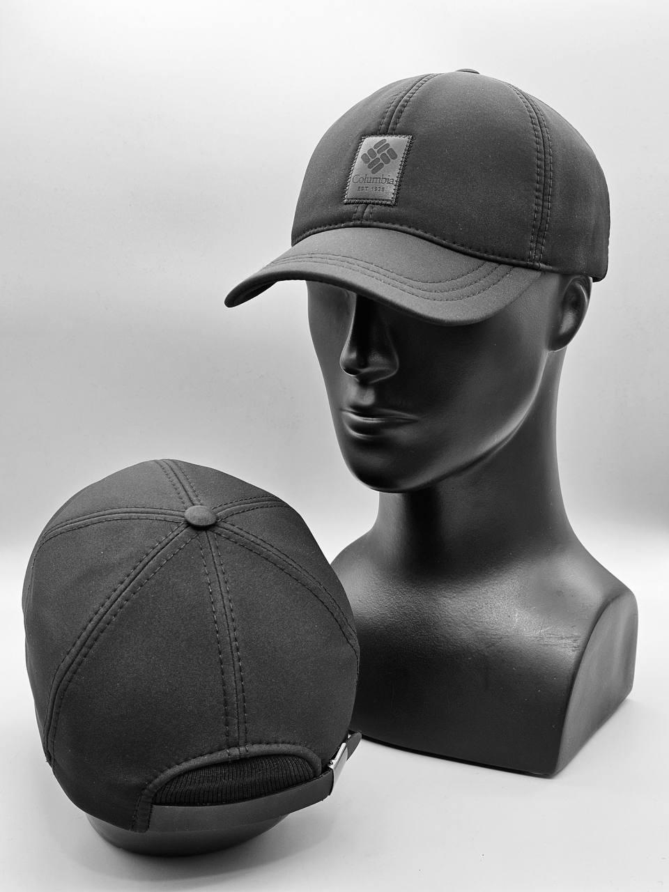 Кепка зимова з вухами Armani чорна плащівка