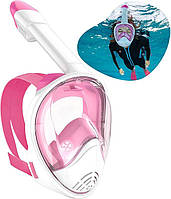 Маска для снорклінгу для дорослих і дітей, Колір лінз: Рожевий-L/XL. повна маска для снорклінгу, альтернативний набір для снорклін