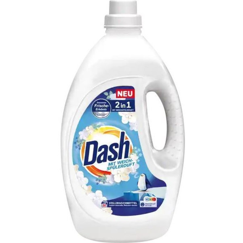 Dash Універсальний Гель для прання Dash VollWaschmittel 2 in 1, з ароматом кондиціонера, 80 прань, 3.6 L, фото 1