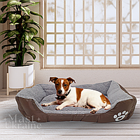 Лежанка пуфік для собак та кішок, тепле спальне місце для тварин 54*42 см A444-M, коричневий