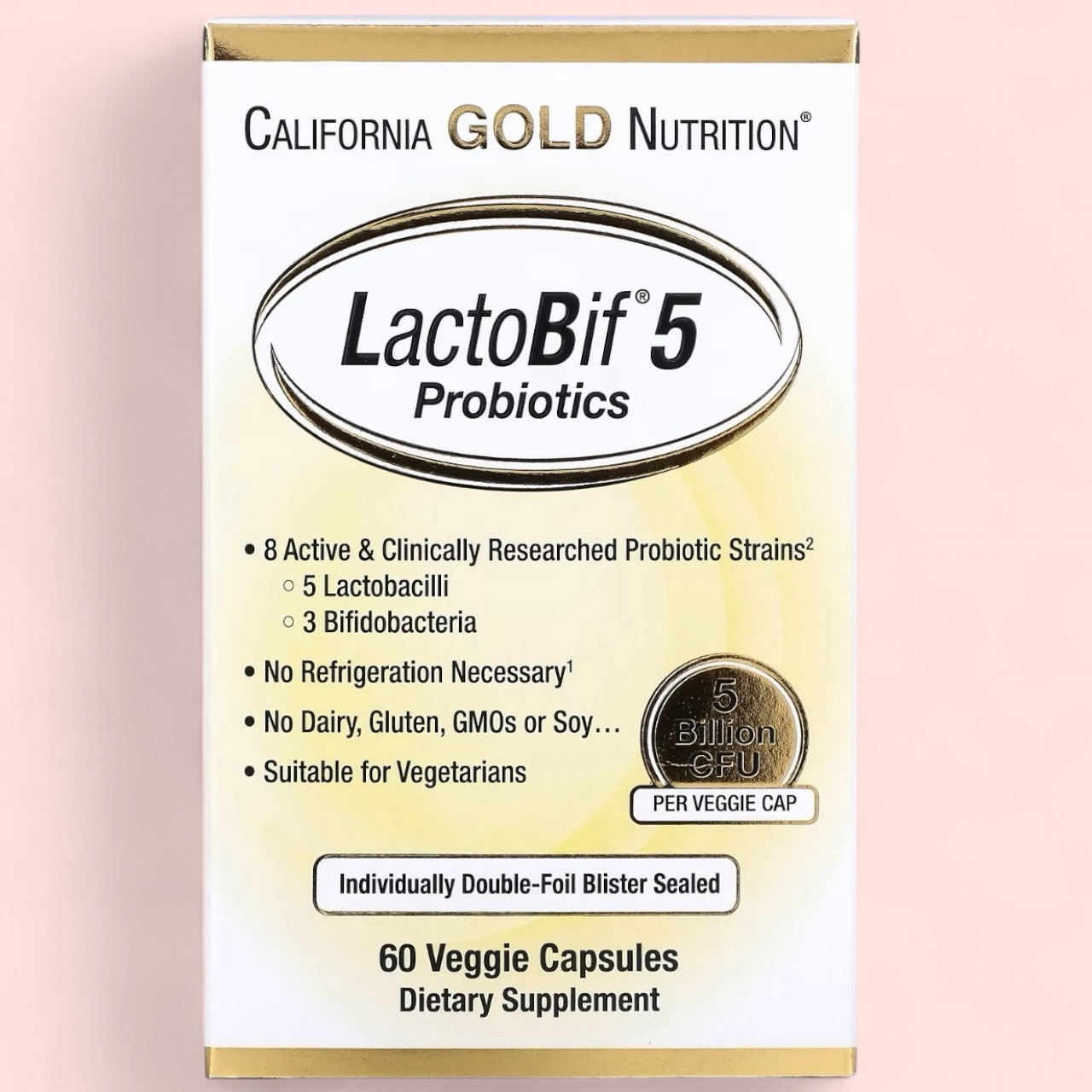 California Gold Nutrition LactoBif Probiotics 5 Billion CFU 60 капсул