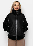Жіноча зимова куртка-дубленка чорна 89386Y-K