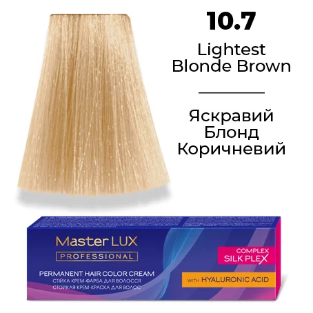 Стійка крем-фарба для волосся Master LUX 10.7 Яскравий Блонд Коричневий 60 мл