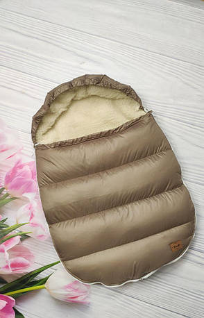 Зимовий конверт-чохол на овчині в коляску, чохол на люльку, конверт на санки / спальник в коляску, фото 3