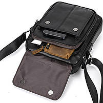 Чоловічий месенджер 18х21х8, чоловіча шкіряна барсетка на одне плече, сумка для чоловіка BEXHILL, чорний, фото 9