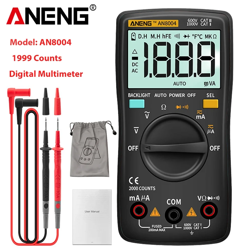 Мультиметр цифровий ANENG AN8004 з автоматичним вибором діапазонів, фото 1