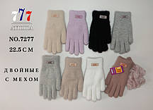 Жіночі кольорові рукавички ангора/вовна 22.5см (гуртом)