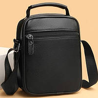 Чоловічий месенджер шкіряний 22х26х9, чоловіча сумка барсетка, сумочка для чоловіка, сумка зі шкіри, чорна, фото 8