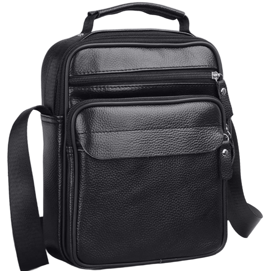 Чоловічий месенджер шкіряний 22х26х9, чоловіча сумка барсетка, сумочка для чоловіка, сумка зі шкіри, чорна, фото 1